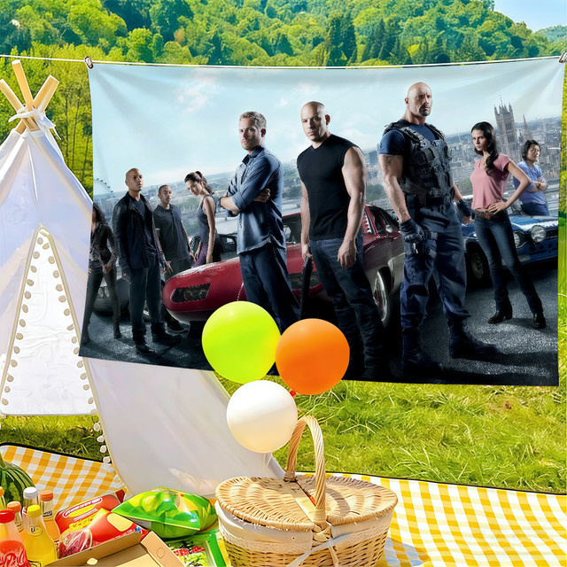 Warner Bros. Fast & Furious Dekofahne als Wandkunst für Party und Outdoor, Mehrfarbig, 40 x 40 cm - Bild 1