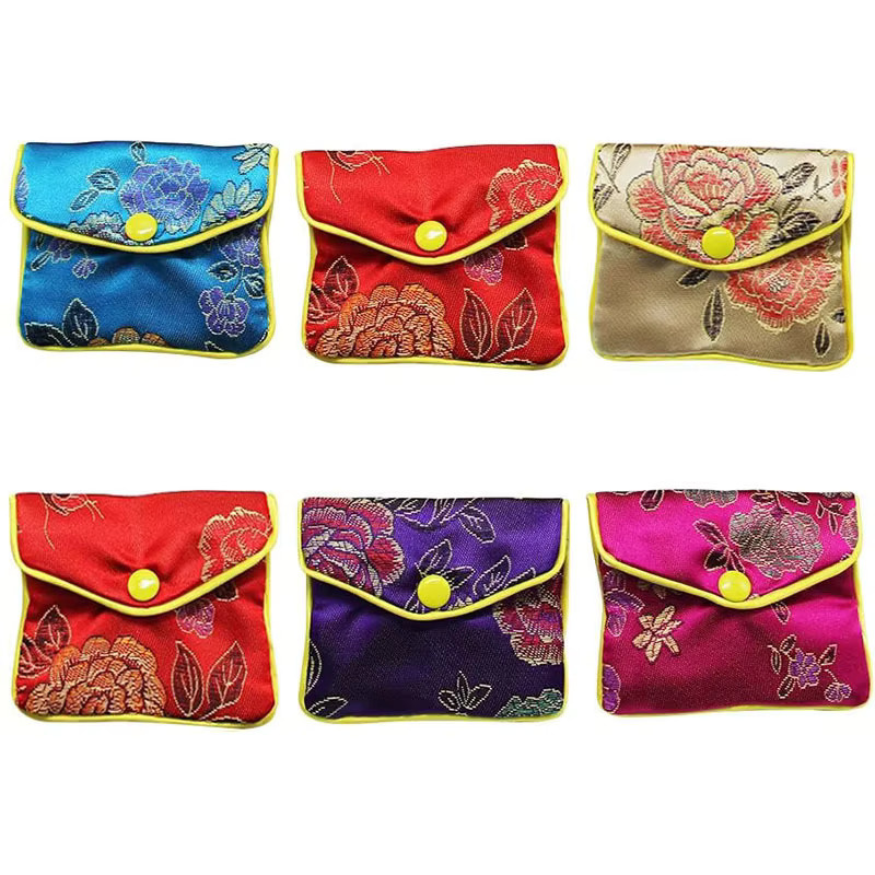 Baitaihem 6er-Pack Schmuck-Geldbörsen im chinesischen Seidenstil mit Brokat-Stickerei, Mehrfarbig - Bild 2