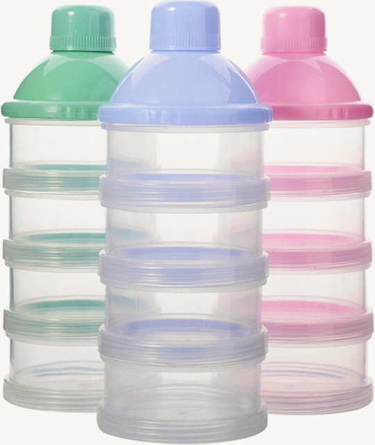 SLAIXIU Vierlagiger Milchpulverbehälter und Snackbehälter für Säuglinge und Kleinkinder, Weiß - Bild 1
