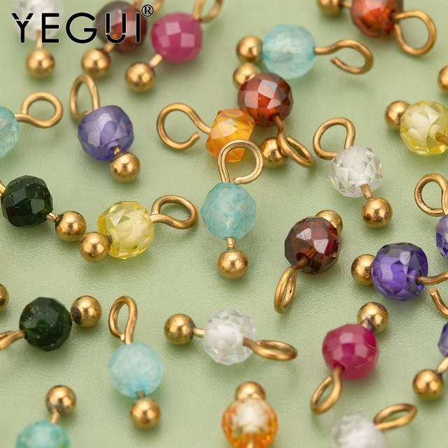 YEGUI Charms, Edelstahl, Naturstein, rund, Unisex - Bild 1