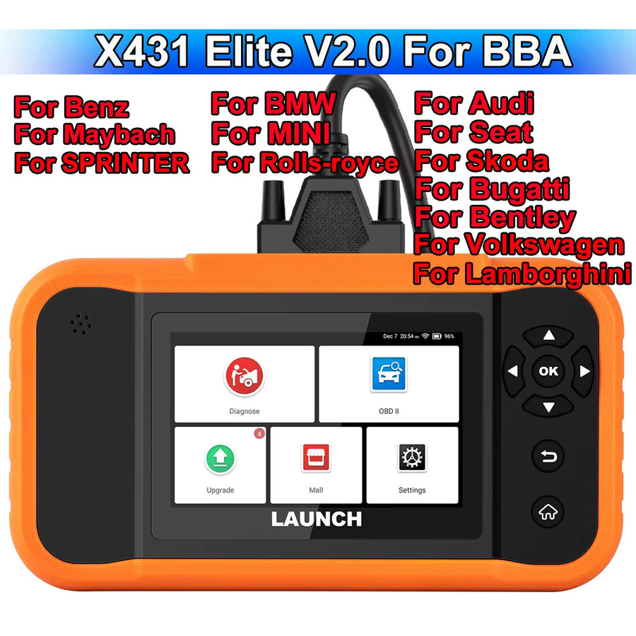 LAUNCH X431 Creader Elite 2.0 BBA OBD2 Auto-Diagnosegerät in Orange mit bidirektionalem Scan-Tool, ECU-Codierung und vollständigem Reset für BMW, Mercedes-Benz, VW, Audi, Maybach, Mini und Rolls-Royce - Bild 9