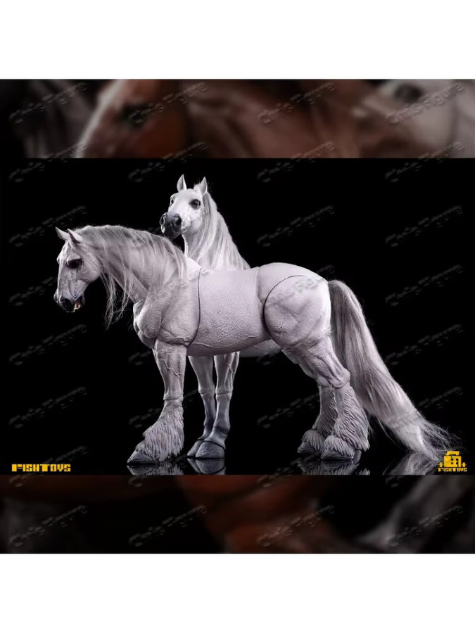 Bandai FishToys D20Studio 1/12 Bewegliches Pferd, Basic Black and White Horse Soldier Mount Series, Zierpuppe - Bild 2