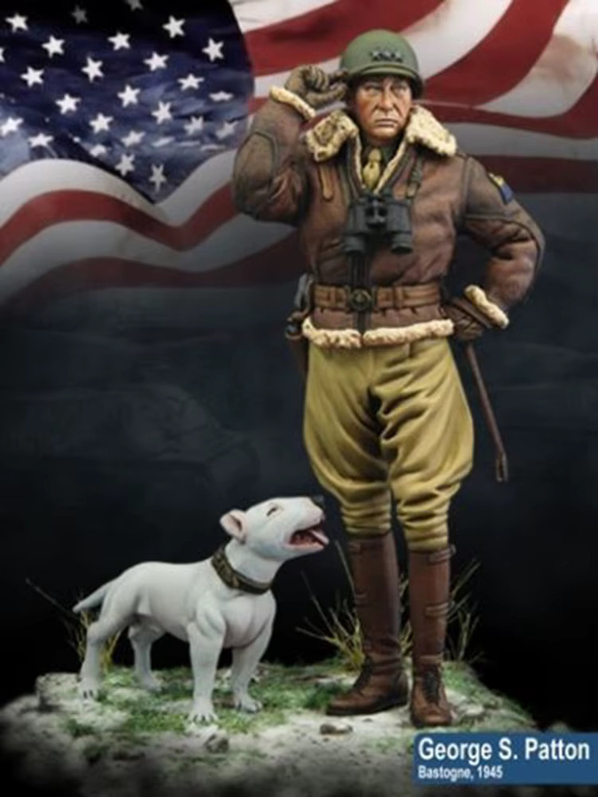 KIMERA US General Patton und Hundesoldat, Unbemalter Bausatz, 1/24, Harzfigur - Bild 2