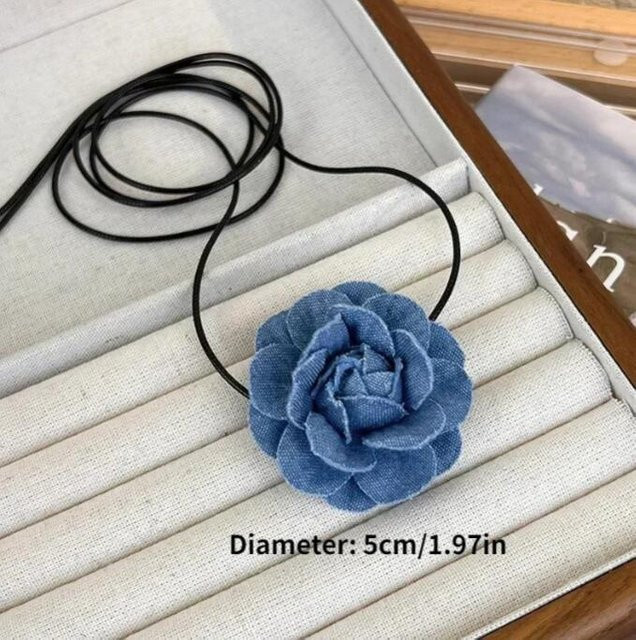 Halskette Blume Rose, Wachs Seil, gray, Damen - Bild 1