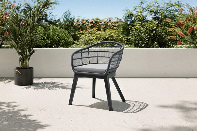 OUTFLEXX Raffaelo Sessel in Anthrazit Matt mit Aluminiumgestell, Rope-Geflecht und Sitzkissen - Bild 1