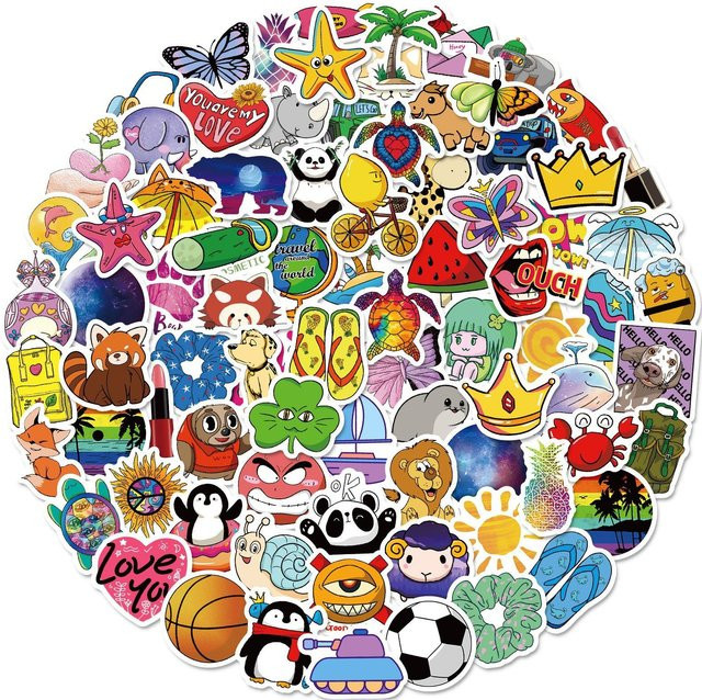 100-teiliges Set Mix and Match Aufkleber Vinyl Wasserdicht Multicolour - Bild 1