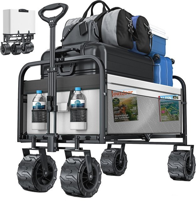 KESSER Bollerwagen faltbar mit 2 Netztaschen und Kunststoff-Reifen, Tragkraft bis 150 kg - Bild 1