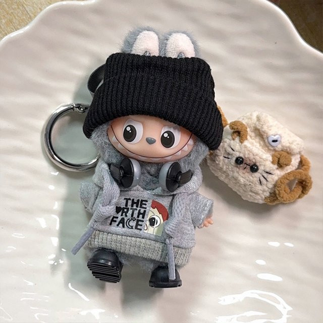 EVANOVM Labubu Plüsch Puppe Kleidung Mode Hoodie Hosen Set, Zubehör - Bild 1