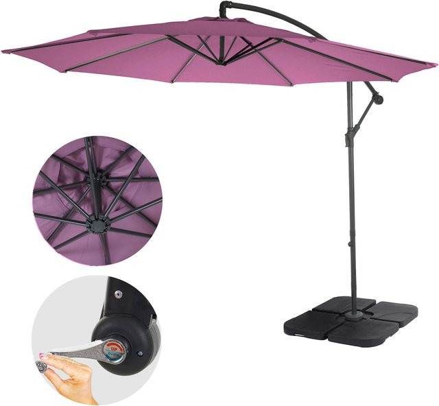 MCW Ampelschirm Terni neigbar mit Ständer, Durchmesser: 300 cm, Lavendel-Rot - Bild 1