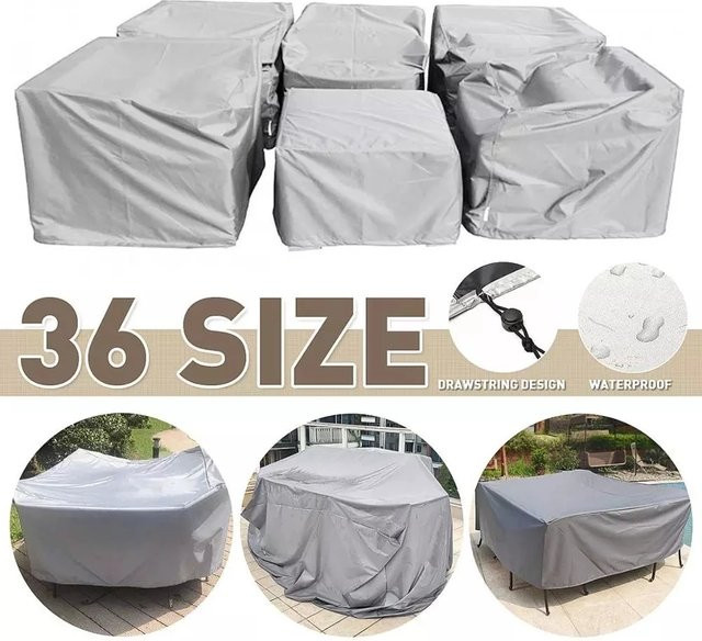 MY·BAKERMAN Wasserdichte Mehrzweck-Möbelabdeckung für Garten und Terrasse in Schwarz und Silber - Bild 1