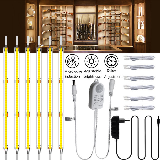 YSRSAI LED COB Lichtstreifen mit PIR Bewegungssensor, DC12V Innenbeleuchtung für Schrank, Küche und Schlafzimmer, Farbe: Weiß - Bild 1