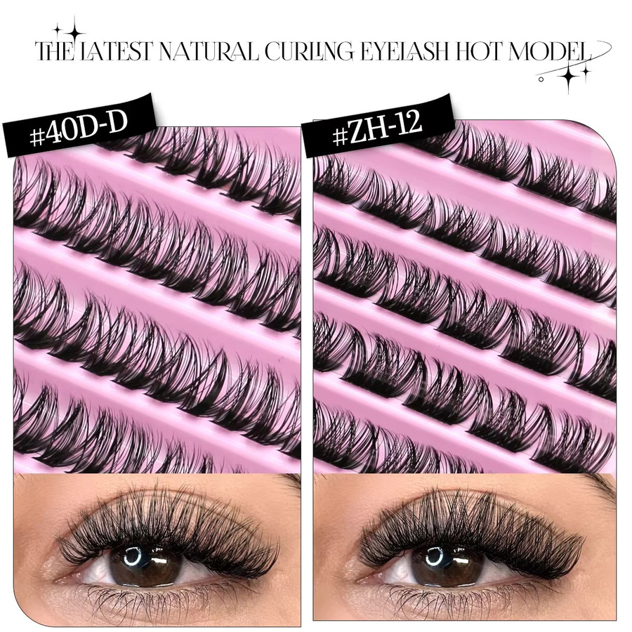 Veltrinay Lashes Cluster DIY Wimpernverlängerungsset, D Curl, Natürlich - Bild 3
