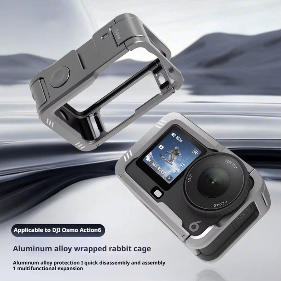 DJI Osmo Action 6 Metall-Erweiterungshalterung aus Aluminiumlegierung in Grau für Rundumschutz und Kamerazubehör - Bild 2