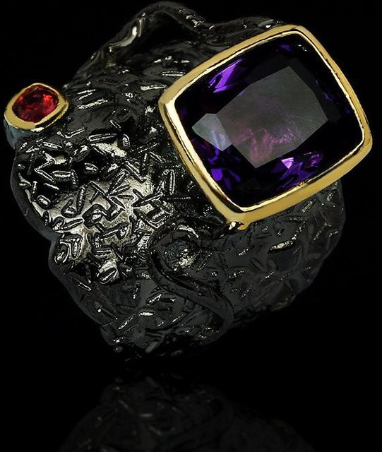 YIRAN Jewelry 5 Ring, unregelmäßig, schwarzgold, doppelfarbig, Damen - Bild 1