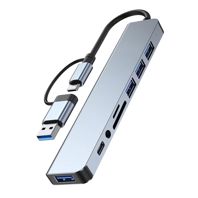 TO 8-in-1 USB-Expander-HUB mit 2 USB 3.0, 2 USB 2.0, 1 USB-C-Anschluss und TF-Kartenleser für Laptops und PCs - Bild 7