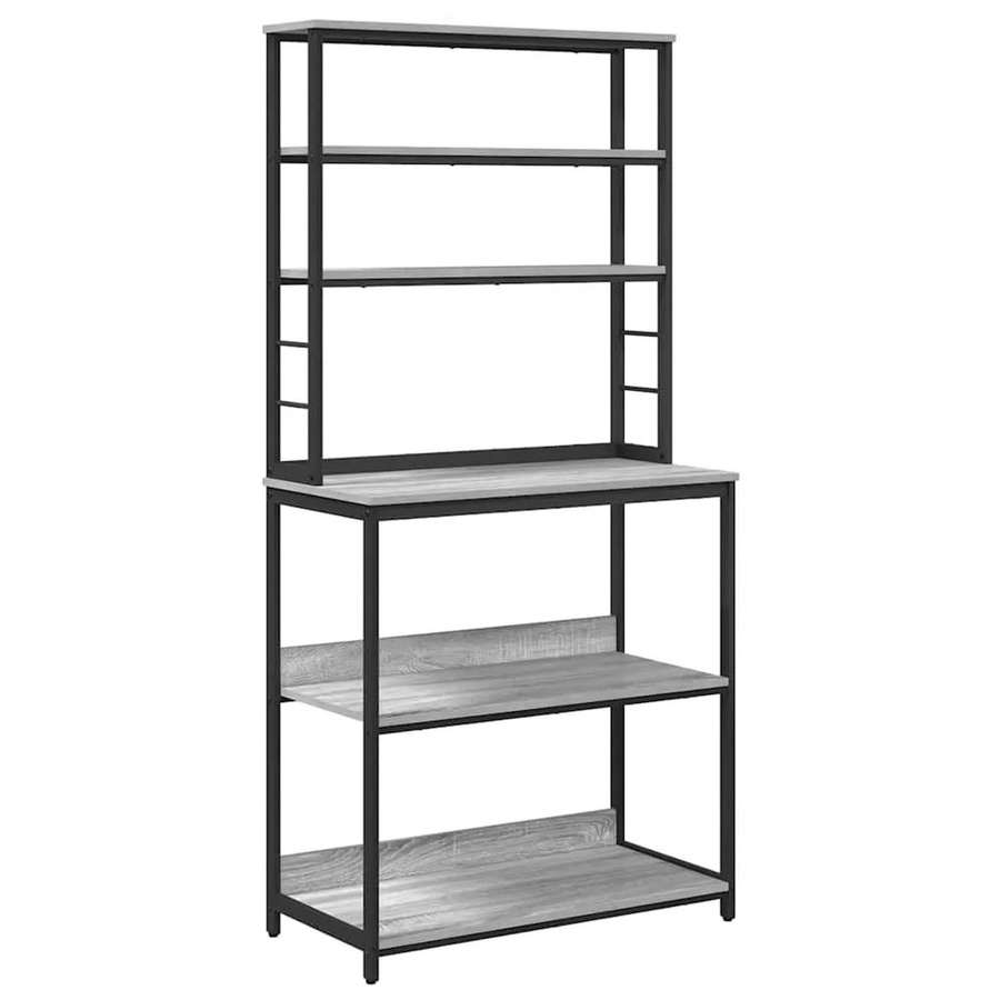 vidaXL Küchenregal im Industrial Design aus Holzwerkstoff und Stahl, Grau, B/T/H: 80 x 40 x 168 cm - Bild 2
