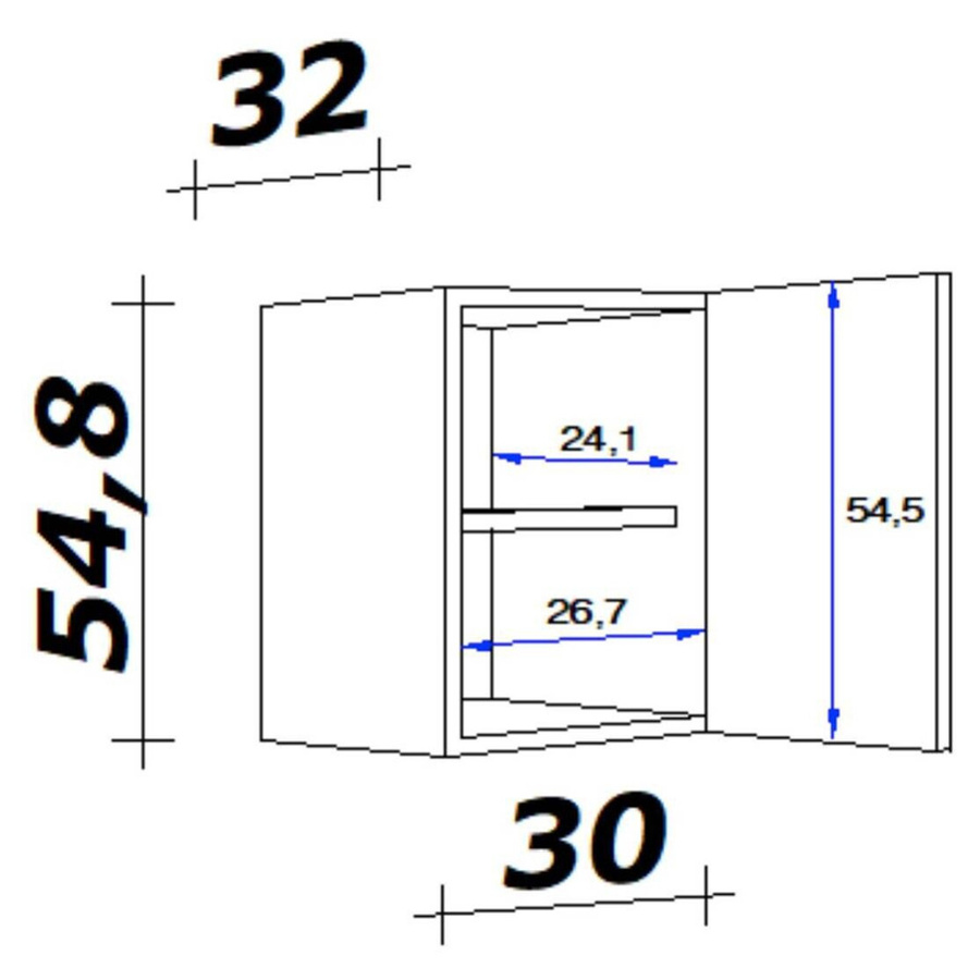 Flex-Well Küchen-Hängeschrank Morena Basaltgrau matt und San Remo Eiche, B/H/T: 30 x 54,8 x 32 cm - Bild 3