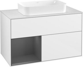 Villeroy & Boch Waschtischunterschrank Finion mit Abdeckplatte in Weiß und Anthrazit, B: 100 cm, T: 50,1 cm - Bild 1