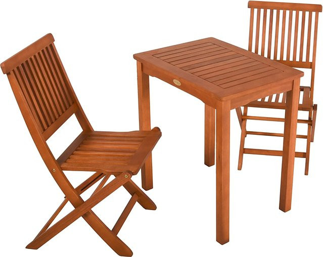 Garden Pleasure Gartenmöbel-Set Angwin-Pittsburgh 3-teilig aus Teak und Eukalyptus in Braun - Bild 1