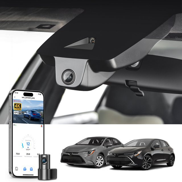 Mangoal Dashcam 4K UHD für Toyota Corolla & Corolla Hybrid (2019-2026) mit GPS, WiFi und App-Steuerung, Armaturenbrett-Kamera in Schwarz - Bild 1