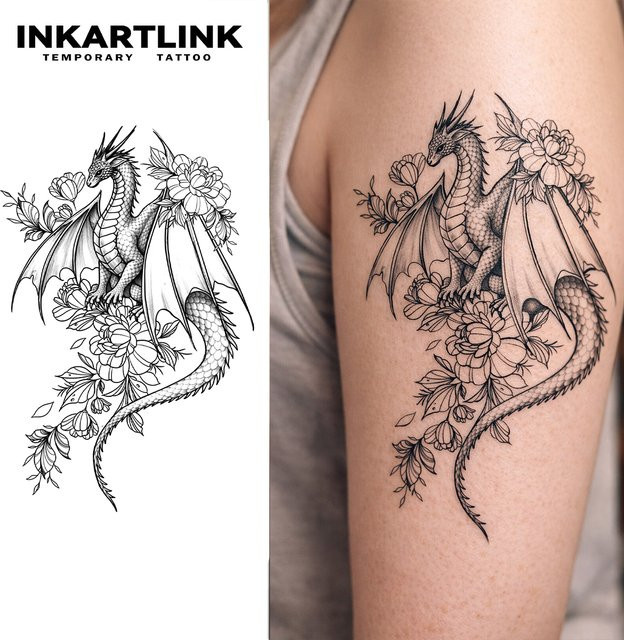 INKARTLINK Vintage Drachen-Saft Tattoo-Patch, wasserfest - Bild 1