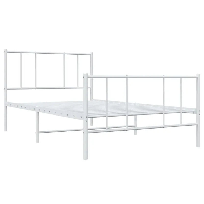 Vidaxl Metallbettgestell mit Kopfteil und Fußteil in Weiß, B/T/H: 100 x 200 cm - Bild 3