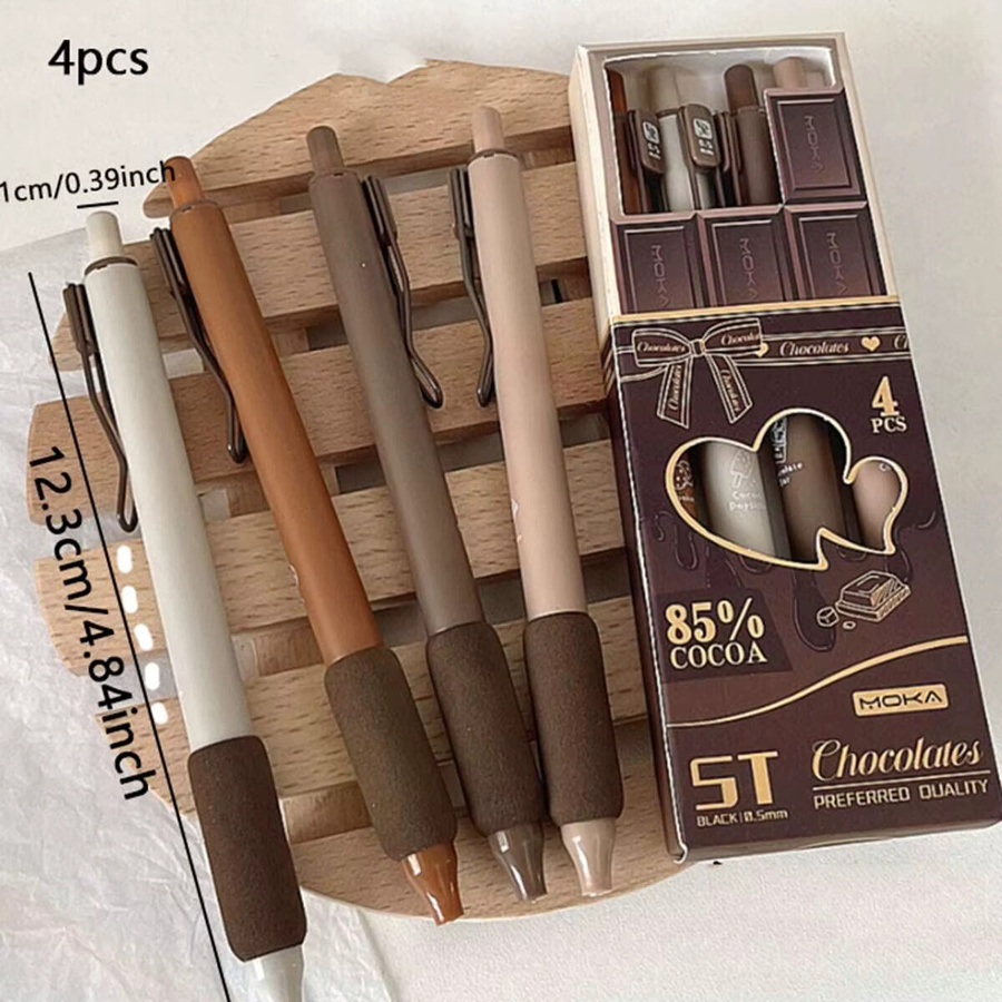 Set mit 4 Mocha-Schokoladen, weichem Graphitstift, schwarzem Kohlenstoffpinsel und superweichem Fragestift in Schwarz und Braun - Bild 3