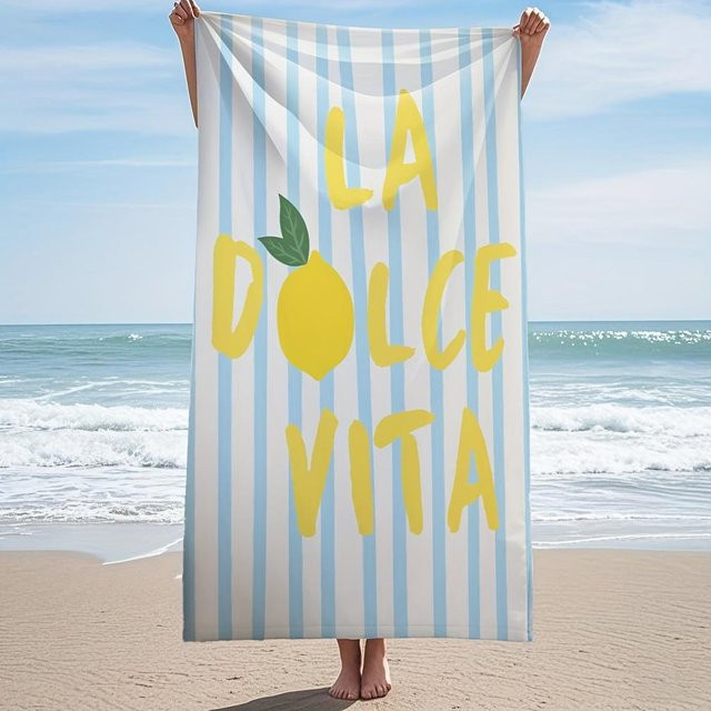 JMG Household Supplies La Dolce Vita Strandtuch aus Mikrofaser, hellblau-weiß gestreift, B/H: 80 x 160 cm - Bild 1