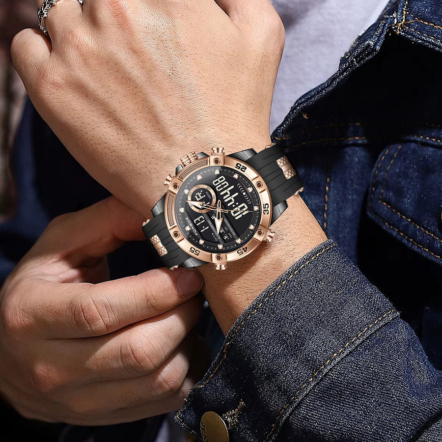 FOXOBOX Chronograph Armbanduhr, Analog-Digital, Quarz, Schwarz, Herren - Bild 2