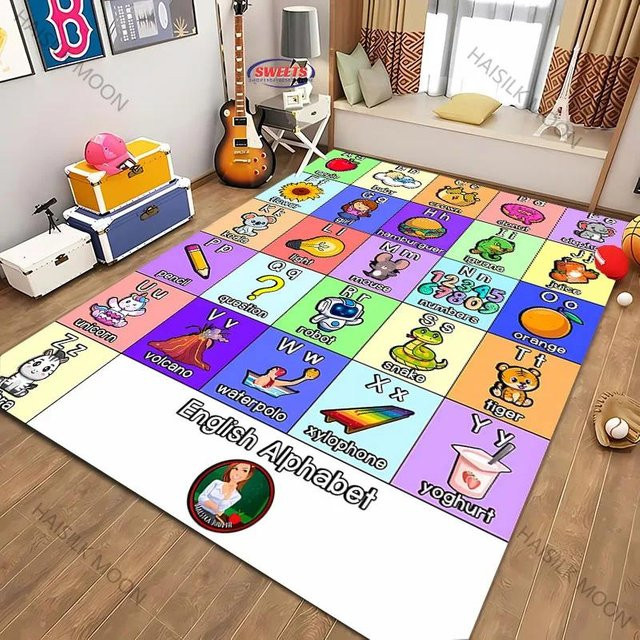 Pädagogische Kinder Spielmatte Karpetti mit ABC, Zahlen und Tieren, Mehrfarbig, B/T: 130 x 90 cm - Bild 1