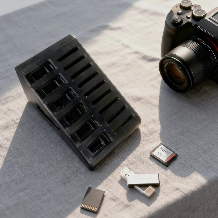 Multifunktionale USB-Speicherkarten-Aufbewahrungsbox aus Kunststoff mit mehreren Fächern in Schwarz - Bild 2