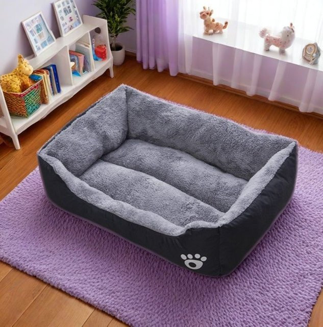 LAPLADOG Hundebett aus Mikrofaser in Schwarz und Grau, rutschfeste und bissfeste Schlafmatte für kleine, mittlere und große Hunde - Bild 1