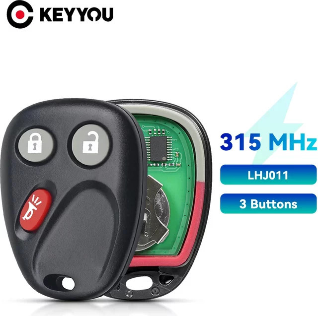 KEYYOU 3-Tasten-Fernbedienungsschlüssel LHJ011 315MHz in Schwarz für Chevrolet Equinox Tahoe und Cadillac GMC Fahrzeuge inklusive Batterie - Bild 1
