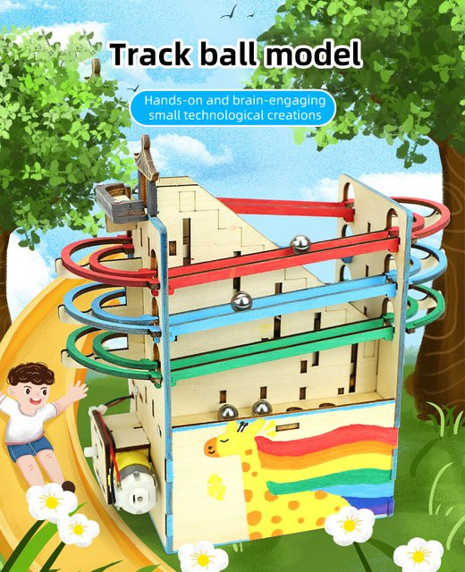 U-Angel-1988 DIY Kugelbahn aus Holz als Lernspielzeug für Kinder ab 4 Jahren in Multicolour mit Werkzeug zur Förderung der kognitiven Fähigkeiten und zum Erlernen von Physikprinzipien - Bild 1