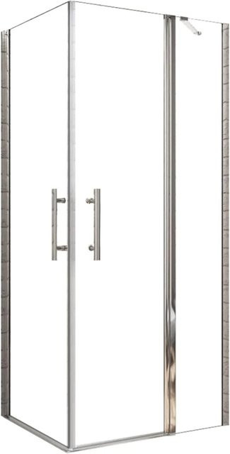 AICA Duschkabine Eckdusche mit Drehtür und Scharniertür, Transparent, B: 100 cm, B: 120 cm, H: 195 cm - Bild 1