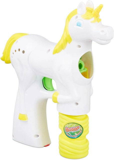 Relaxdays Einhorn Seifenblasenpistole Kunststoff Weiß Batteriebetrieben - Bild 1