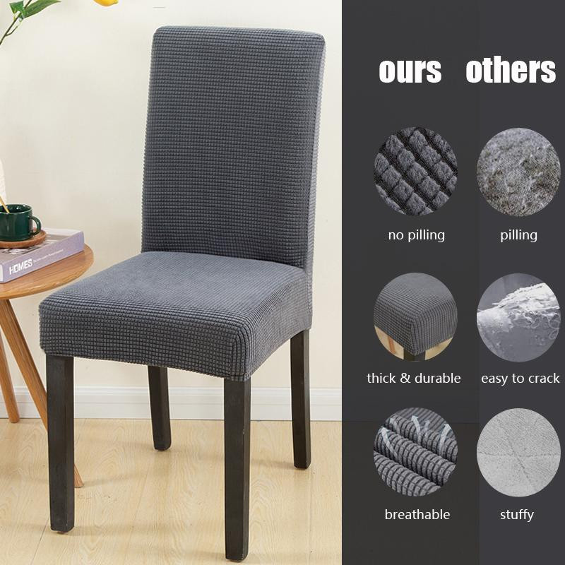 S-EMIGA Jacquard-Stuhlhussen in Grau, dehnbarer Stuhlbezug für Esszimmer und Büro - Bild 4