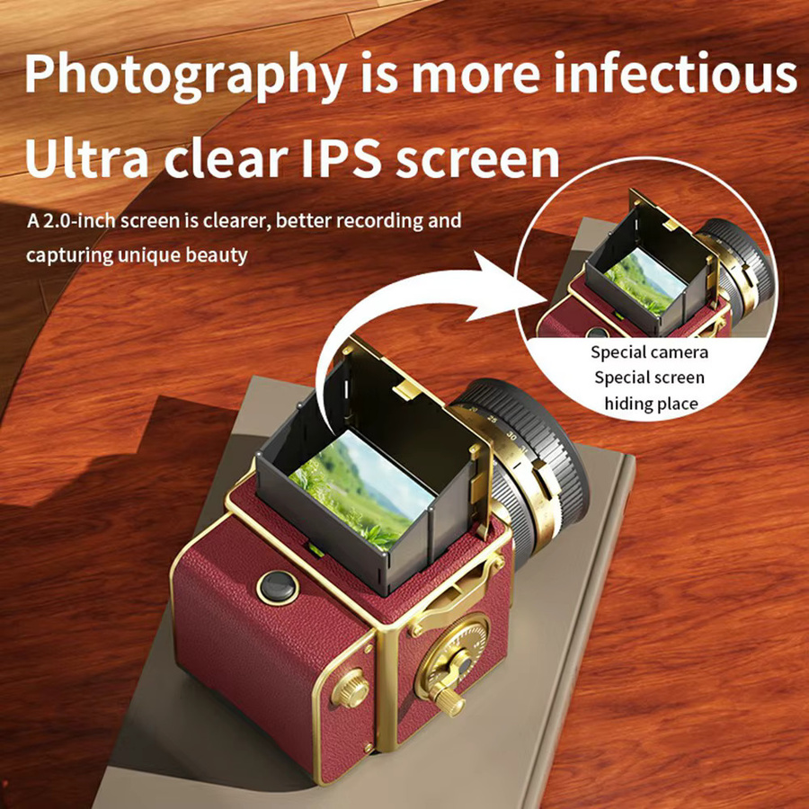 AMORUS Vintage Digitalkamera 64MP mit 2.7K HD-Video, 16-fach Zoom und Autofokus, Retro Point-and-Shoot Kompaktkamera mit 2,0 Zoll Display in Weiß oder Rot - Bild 5