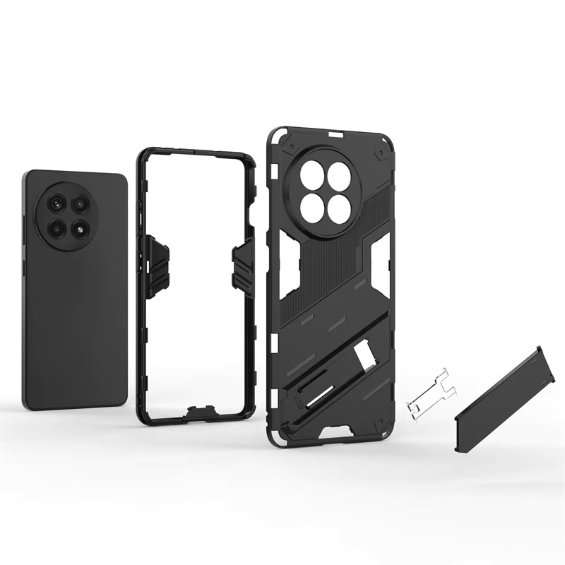 Stoßfeste Rüstung-Schutzhülle für OnePlus 13 mit magnetischem Ständerhalter in Schwarz - Bild 4