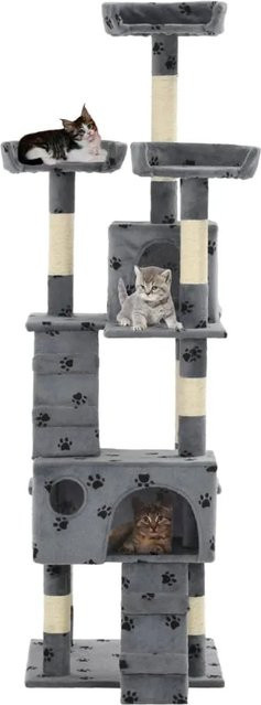 vidaXL Katzen-Kratzbaum mit Sisal-Säulen und Pfoten-Muster in Grau, Höhe: 170 cm - Bild 1