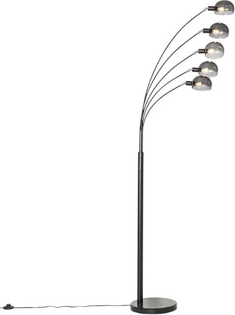 QAZQA Design Stehlampe Sixties Marmo in Schwarz mit 5-flammigem Rauchglas aus Stahl und Marmor - Bild 1