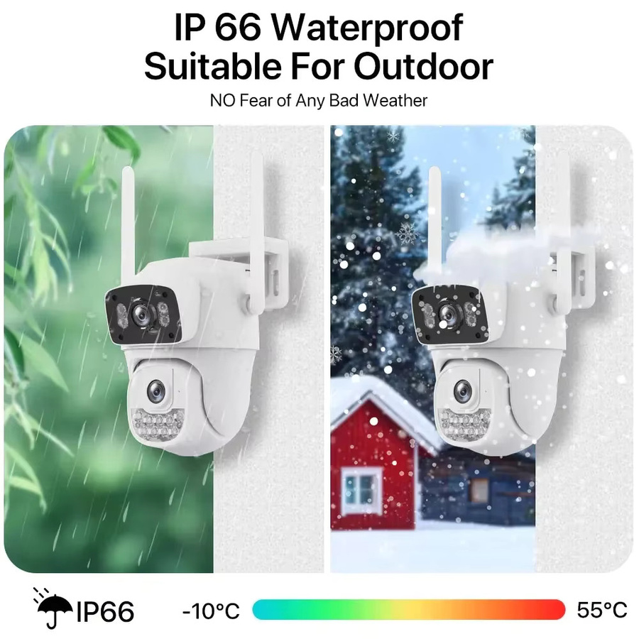 Hieasy 10MP Dual-Objektiv WLAN PTZ Überwachungskamera für den Außenbereich mit Dual-Bildschirm und Auto-Tracking in Weiß - Bild 4