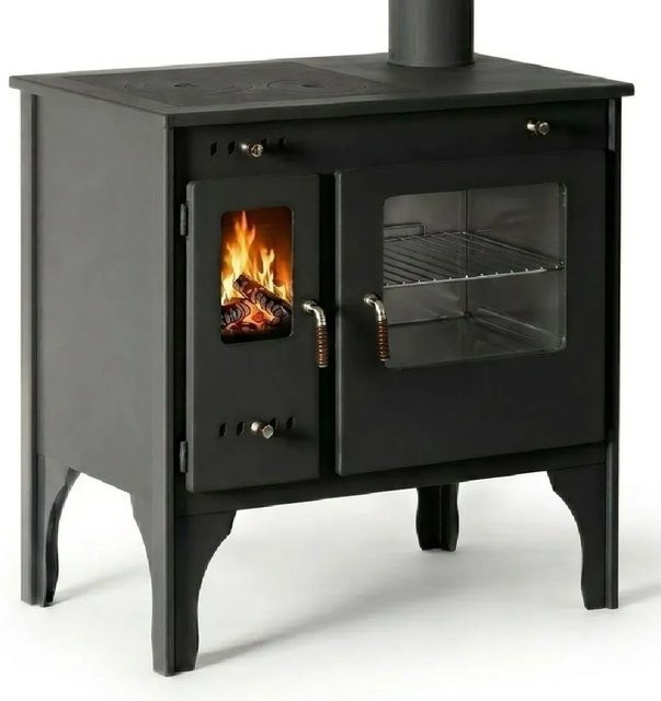 Prometey LTD Holzherd R ECO INOX mit Edelstahlbackofen in Silber und Schwarz - Bild 1