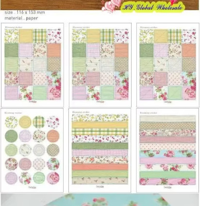 Set mit 6 bunten Blumen-Stoffaufklebern für dein Tagebuch, Scrapbook und deine Schreibwaren - Bild 1