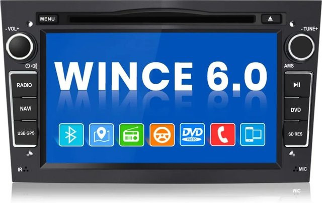 Junsun Autoradio mit WinCE, Bluetooth, GPS und USB-C für Opel Corsa D, Astra H, Zafira B, Meriva und Vivaro, 7 Zoll, Schwarz - Bild 1