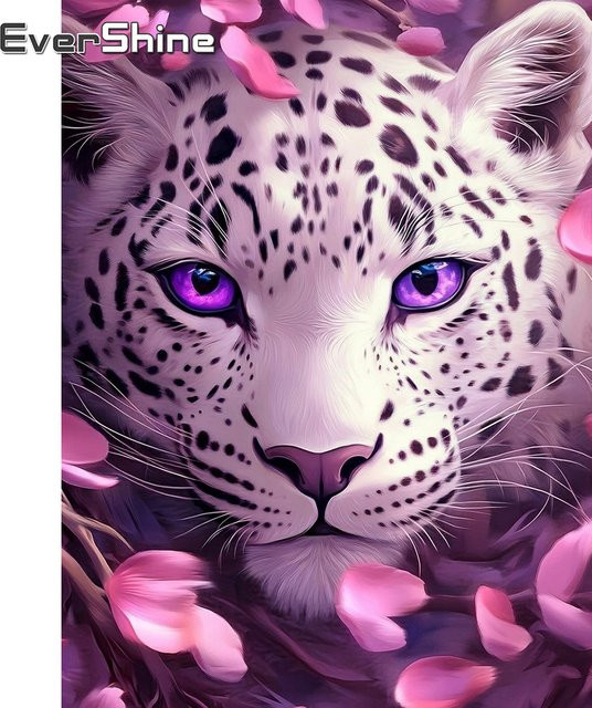 Evershine Diamantmalerei Leopard Bastelset mit rundem Strass-Mosaik für vollflächige Stickerei, B/H: 20 x 30 cm - Bild 1