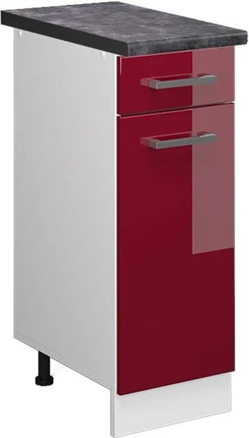 Vicco Küchenunterschrank R-Line in Bordeaux Hochglanz und Weiß mit Anthrazit, B: 30 cm, H: 81,6 cm, T: 60 cm - Bild 1