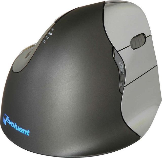 Evoluent VerticalMouse 4 VM4R Ergonomische USB Maus mit 2800 dpi in Schwarz, Grau und Silber - Bild 2