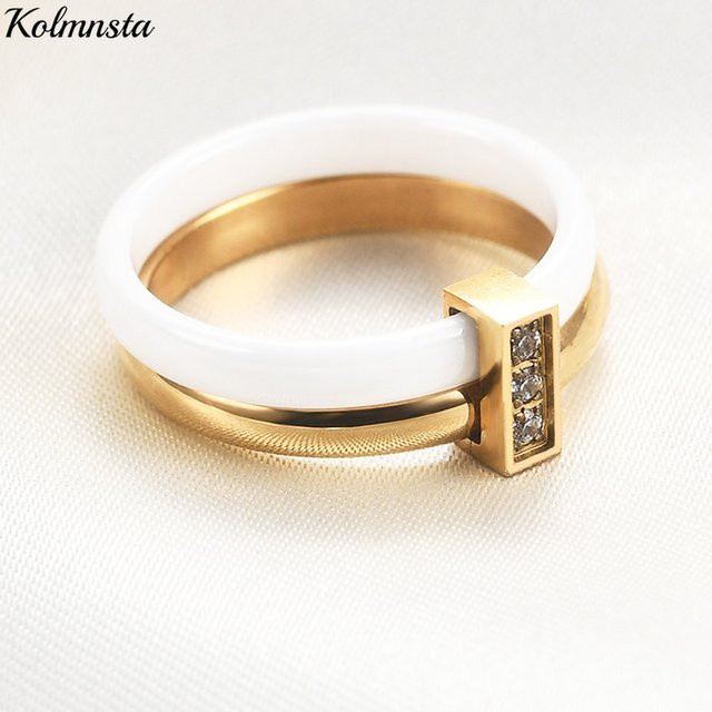 Kolmnsta Ehering, Keramik, Bicolor, Zirkonia, Damen - Bild 1