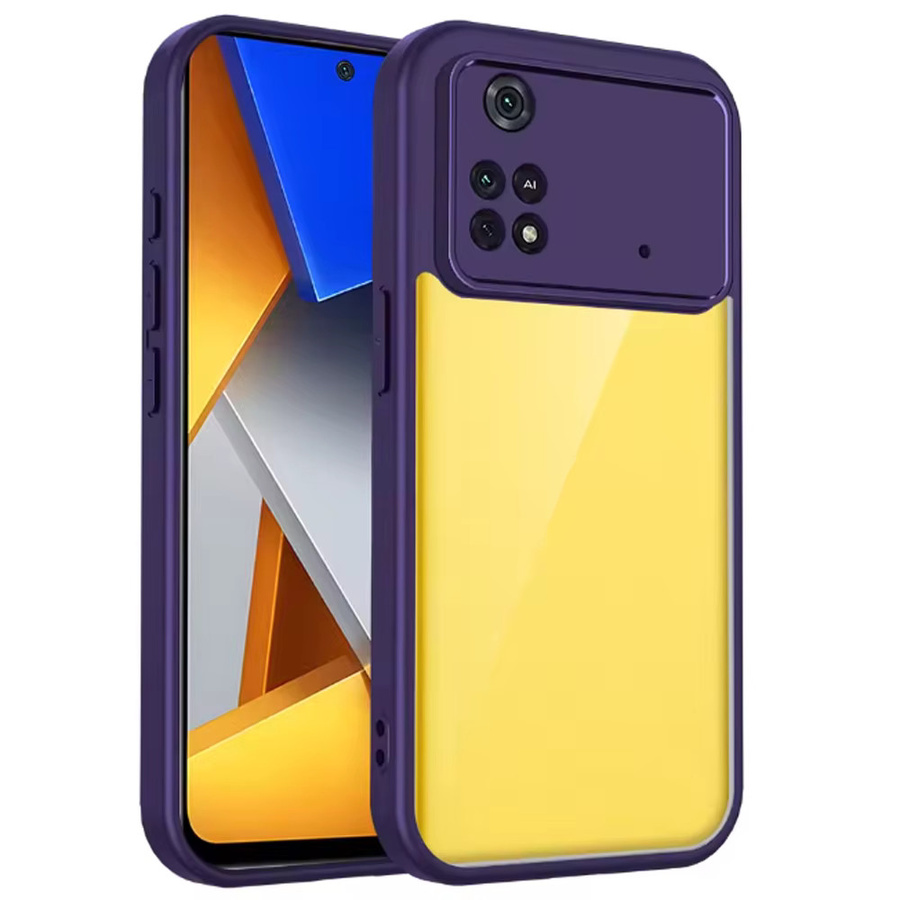 Stoßfeste Silikon-Schutzhülle für Xiaomi Poco M4 Pro 4G in Transparent oder Purple mit matter Rückseite - Bild 2